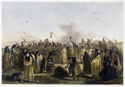 Scalpdans van de Minitarres, 1843-1844 door Karl Bodmer